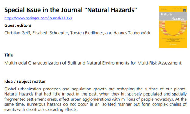 Special Issue in the Journal “Natural Hazards”