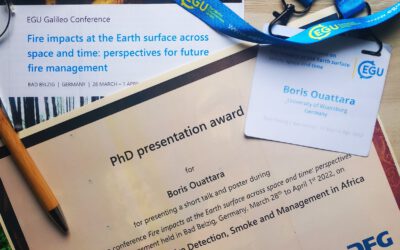 Ph.D. student was awarded for his short talk and poster during the EGU Galileo Conference “Fire impacts at the Earth Surface Across space and time”