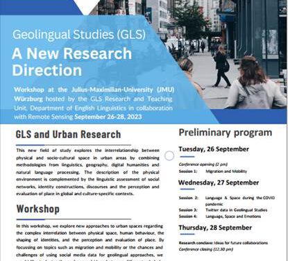 The Geolingual Studies team will host a workshop on the new perspectives to studying urban spaces at the University of Würzburg