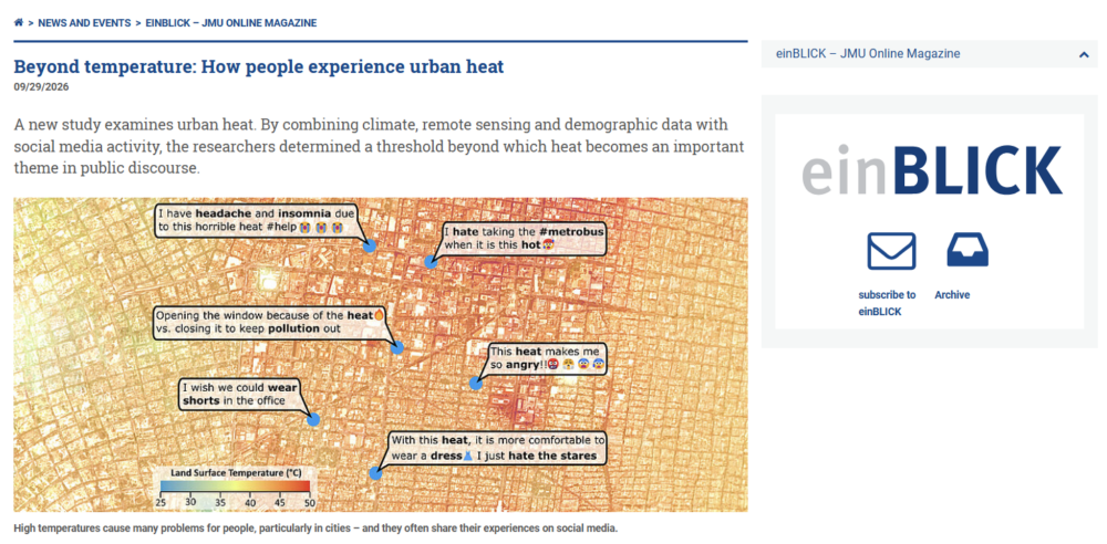 Earth Observation News - einBLICK reports on our recent study “From Measured to Experienced Heat”