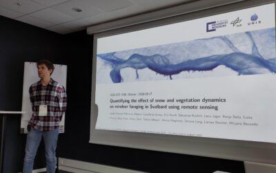 Jakob Schwalb-Willmann presents on the effect of snow & vegetation on reindeer foraging at NSO-GfÖ 2026