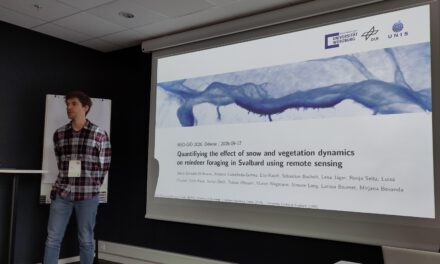 Jakob Schwalb-Willmann presents on the effect of snow & vegetation on reindeer foraging at NSO-GfÖ 2026